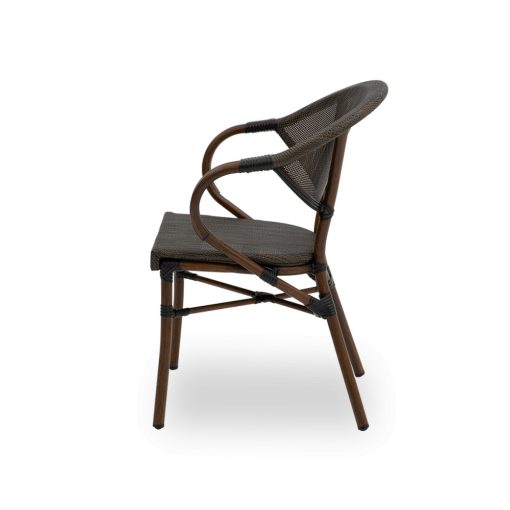 Camillo kézzel font kültéri éttermi szék - sötétbarna