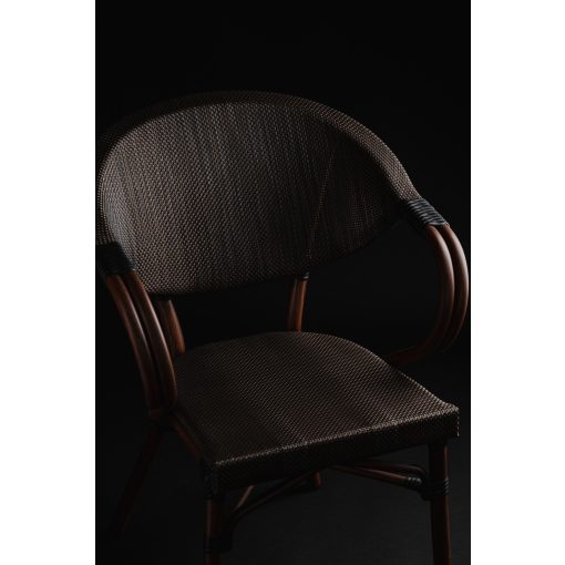 Camillo kézzel font kültéri éttermi szék - sötétbarna