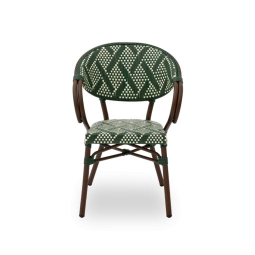 Camillo kézzel font kültéri éttermi szék sötétzöld színben