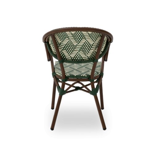 Camillo kézzel font kültéri éttermi szék sötétzöld színben