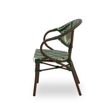 Camillo kézzel font kültéri éttermi szék sötétzöld színben