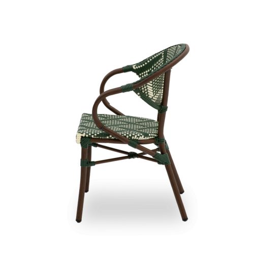 Camillo kézzel font kültéri éttermi szék sötétzöld színben