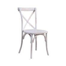 Cross Back esküvői fa szék - antikolt fehér