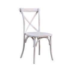 Cross Back esküvői fa szék - antikolt fehér
