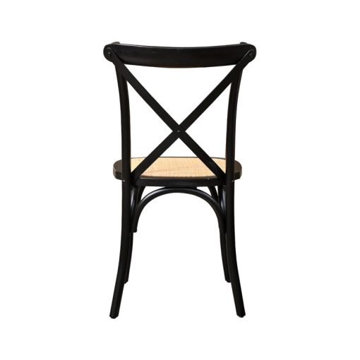 Cross Back esküvői fa szék rattannal - fekete