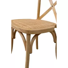 Cross Back esküvői fa szék rattannal - natúr