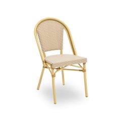   Matteo kézzel font kültéri éttermi szék bézs-fehér színben