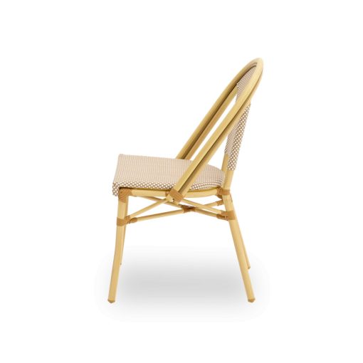 Matteo kézzel font kültéri éttermi szék bézs-fehér színben