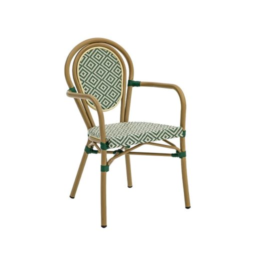 Riccardo kültéri karfás szék - Zöld/Fehér