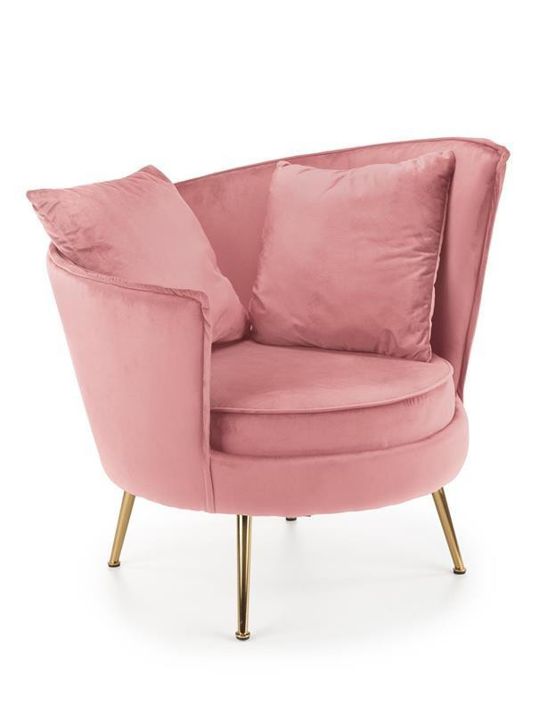 H - Almond rózsaszín bársony fotel díszpárnákkal