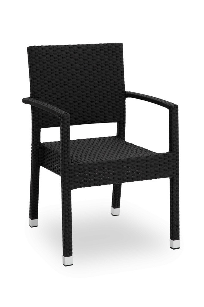 M - Leonardo rattan rakásolható éttermi szék fekete színben