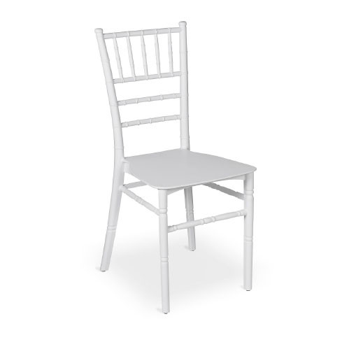 M - Chiavari műanyag esküvői bankett szék és rakásolható szék - fehér színben